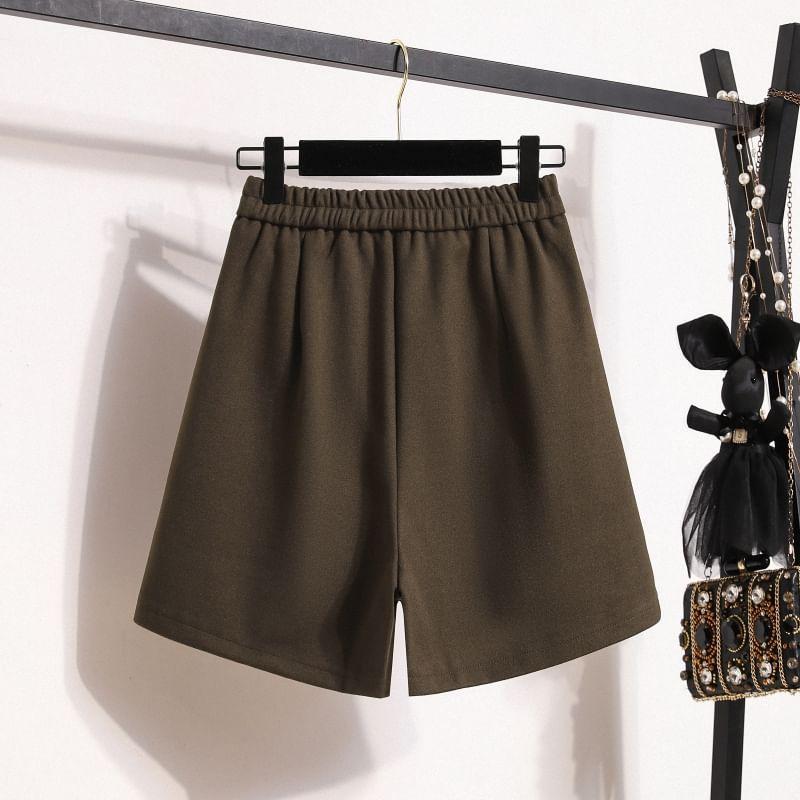 High Waist Plain Asymmetrical Shorts Product Image