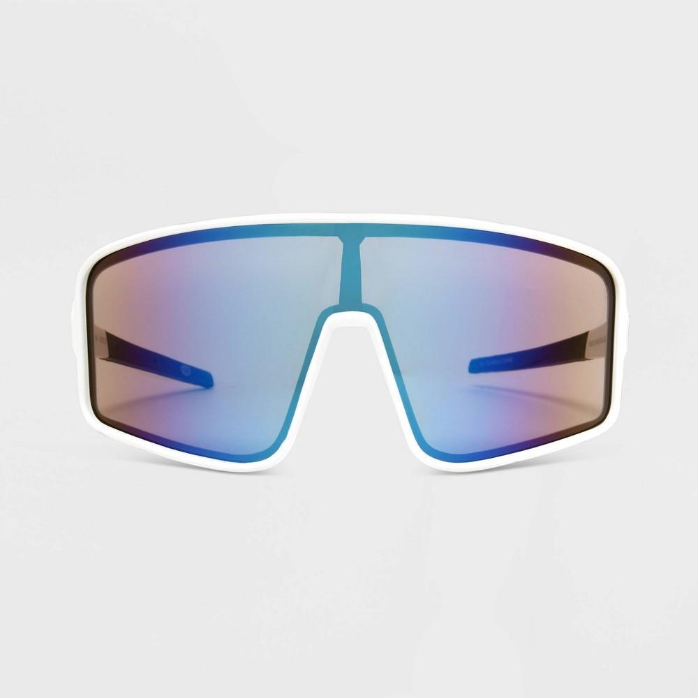 Womens Rubberized Plastic Shield Sunglasses - All In Motion White Product Image