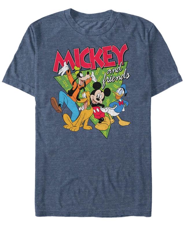 Disneys Mickey Mouse 90s Friends Mens Tee Navy Grey Product Image