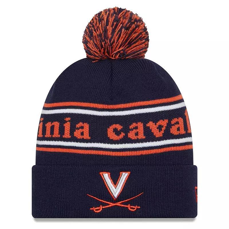 Mens New Era Virginia Cavaliers MarqueeCuffed Knit Hat with Pom, Blue Product Image