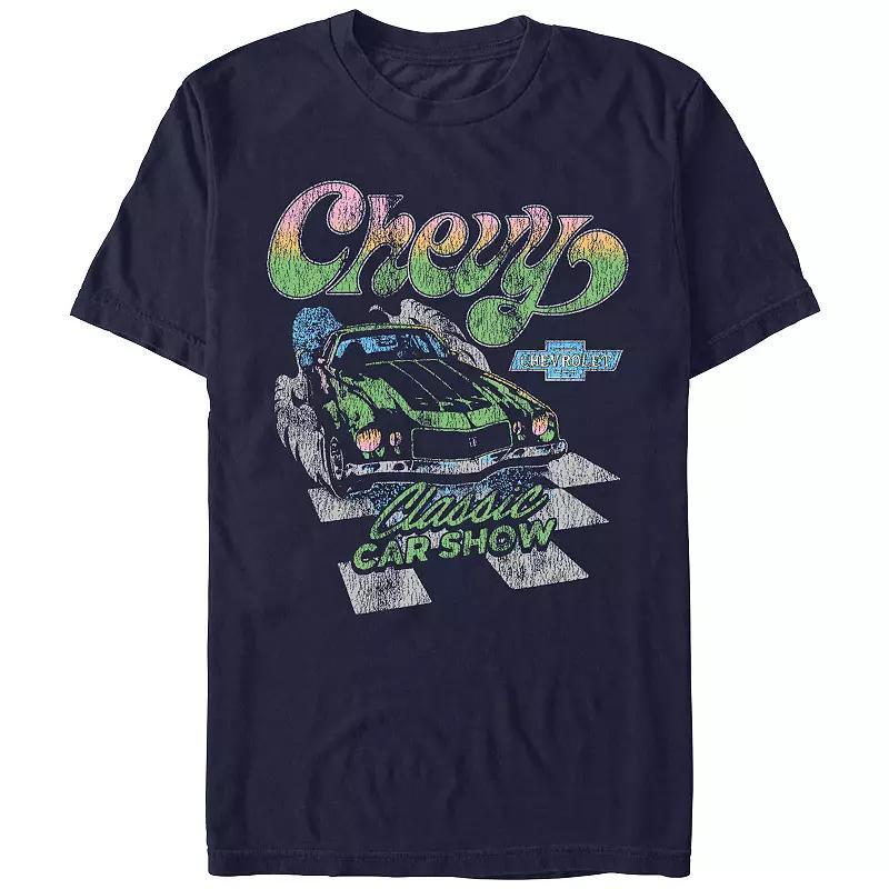 Mens Chevy Classic Car Show Graphic Tee Blue Product Image