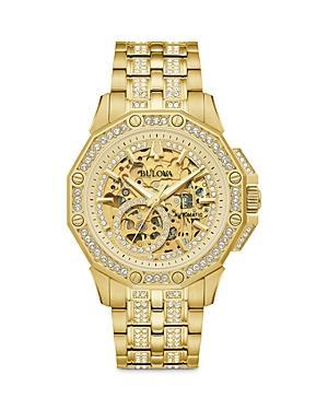 Bulova Crystal Collection Mens Automatic Gold Tone Stainless Steel Bracelet Watch Product Image