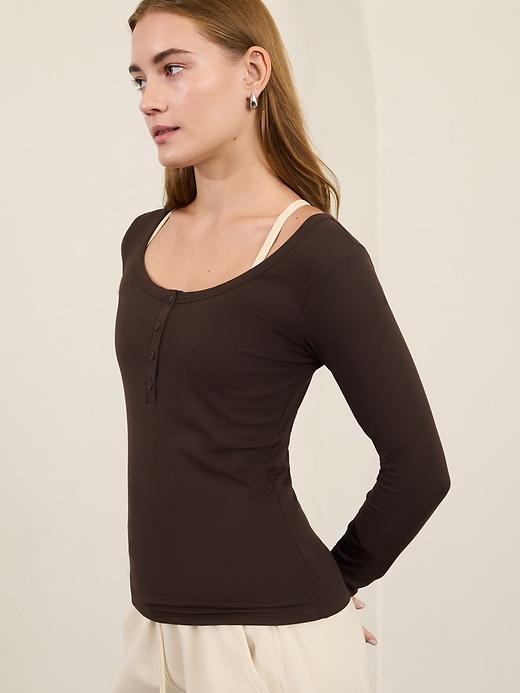 Signature Rib Henley Top Product Image