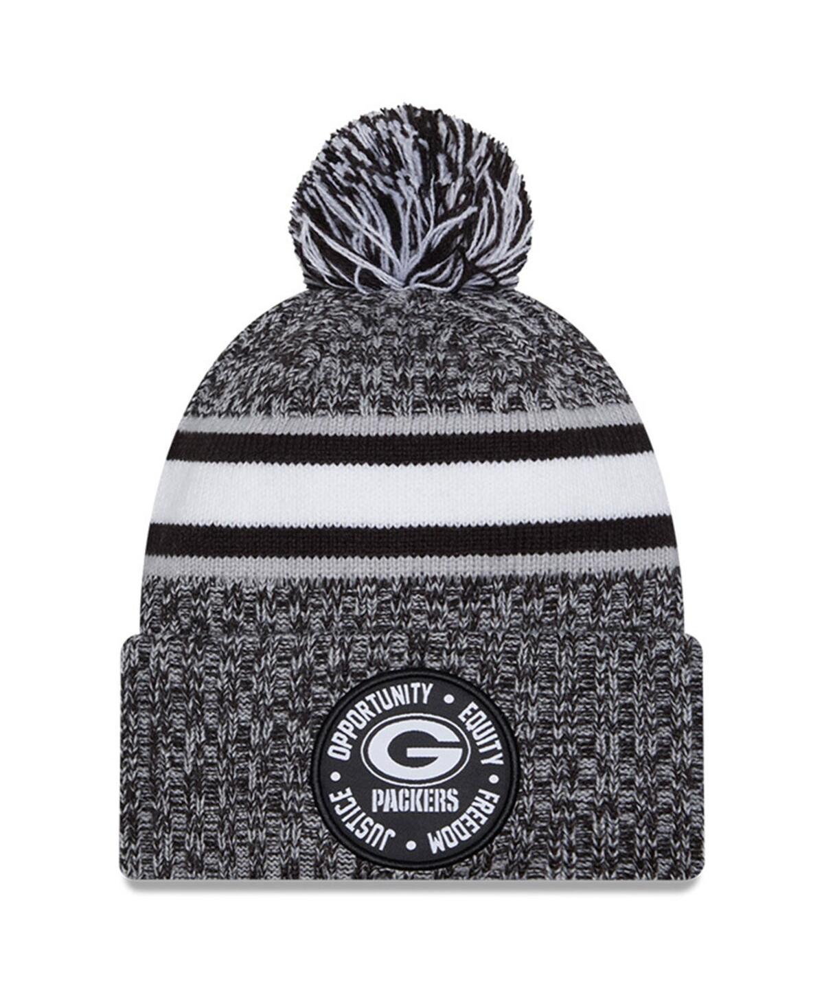 Mens New Era Heather Black Green Bay Packers 2023 Inspire Change Cuffed Knit Hat With Pom Product Image