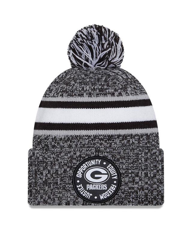 Mens New Era Heather Black Green Bay Packers 2023 Inspire Change Cuffed Knit Hat With Pom Product Image