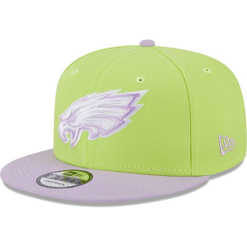 Mens New Era Neon Green/Lavender Philadelphia Eagles Two-Tone Color Pack 9FIFTY Snapback Hat Product Image