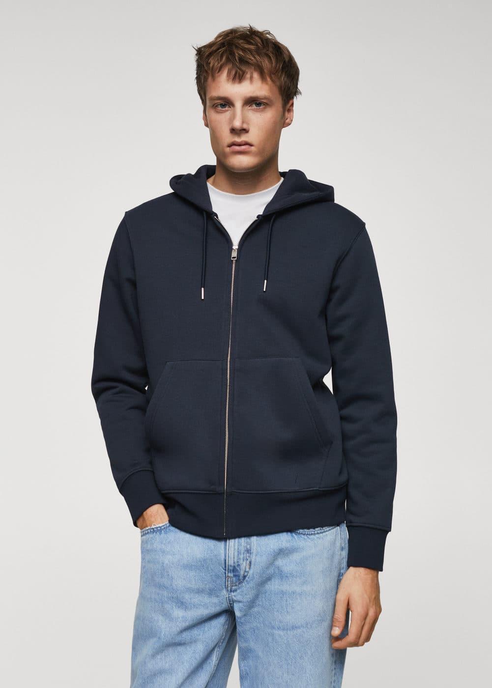 MANGO MAN - Cotton zip-up hoodie navyMen Product Image