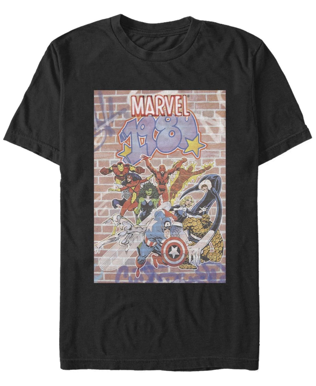 Mens Marvel D23 Exclusive 1980 Graffiti Group Shot Poster Graphic Tee Product Image