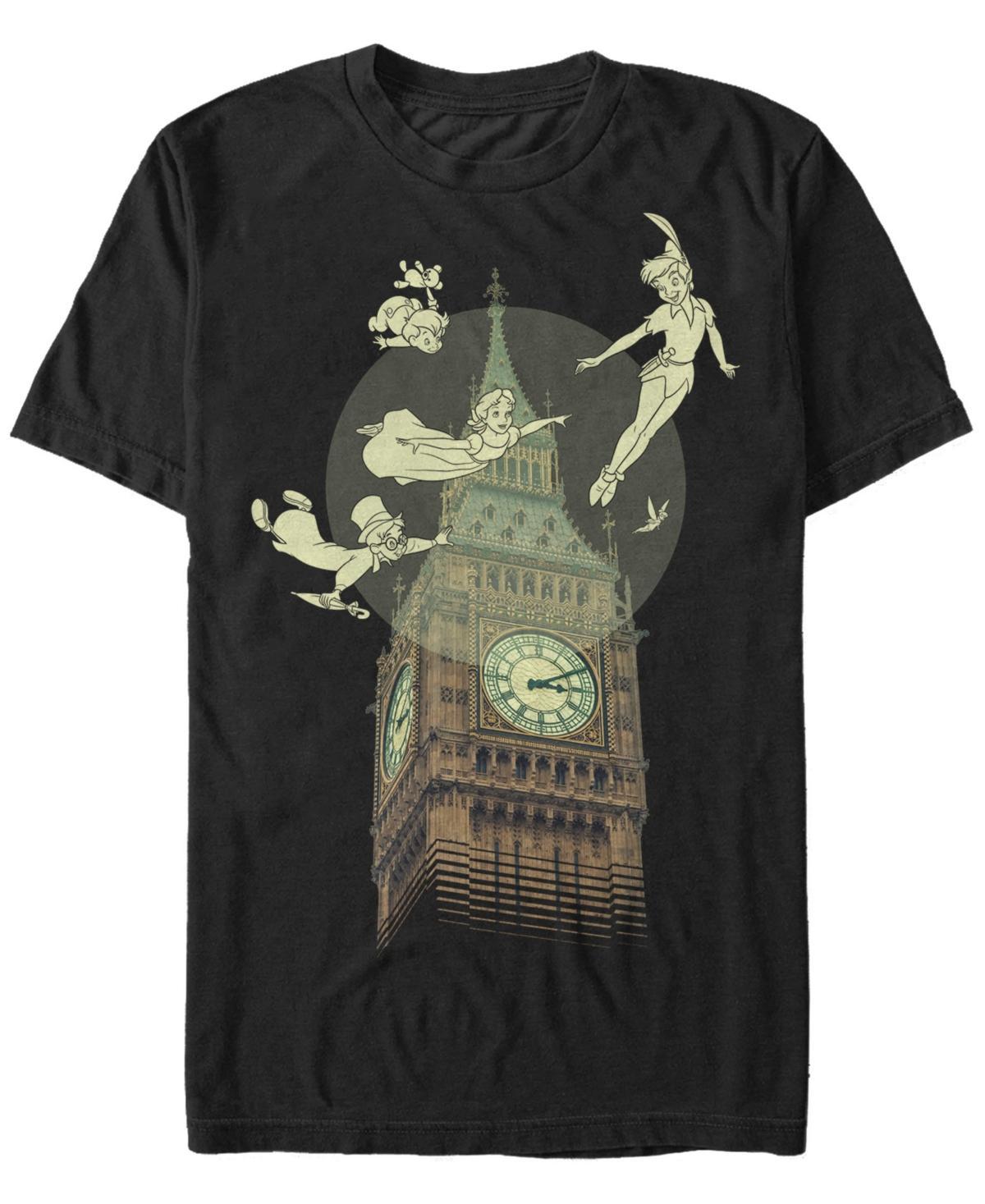 Disney Mens Peter Pan The Darlings Flying By Clock Tower Short Sleeve T-Shirt Product Image