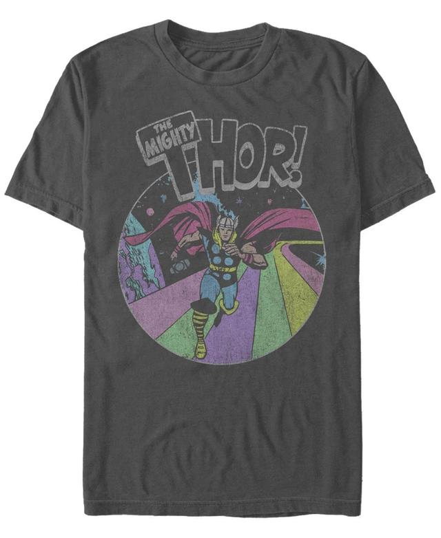 Mens Marvel Avengers The Mighty Thor Distressed Retro Portrait Tee Grey Product Image