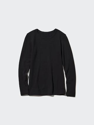 Womens Heattech Ultra Warm Crew Neck Long-Sleeve T-Shirt with Moisture-Wicking Black XS UNIQLO US Product Image