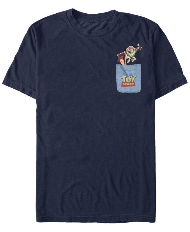 Mens Disney / Pixar Toy Story Buzz Woody Faux Pocket Tee Blue Product Image