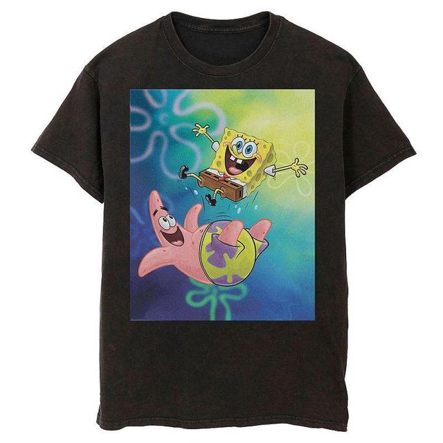 Mens Nickelodeon SpongeBob SquarePants Patrick Star Best Buddies Mineral Wash Graphic Tee Black Product Image