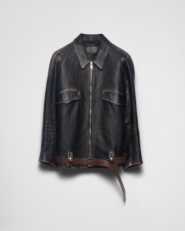Leather blouson jacket Product Image