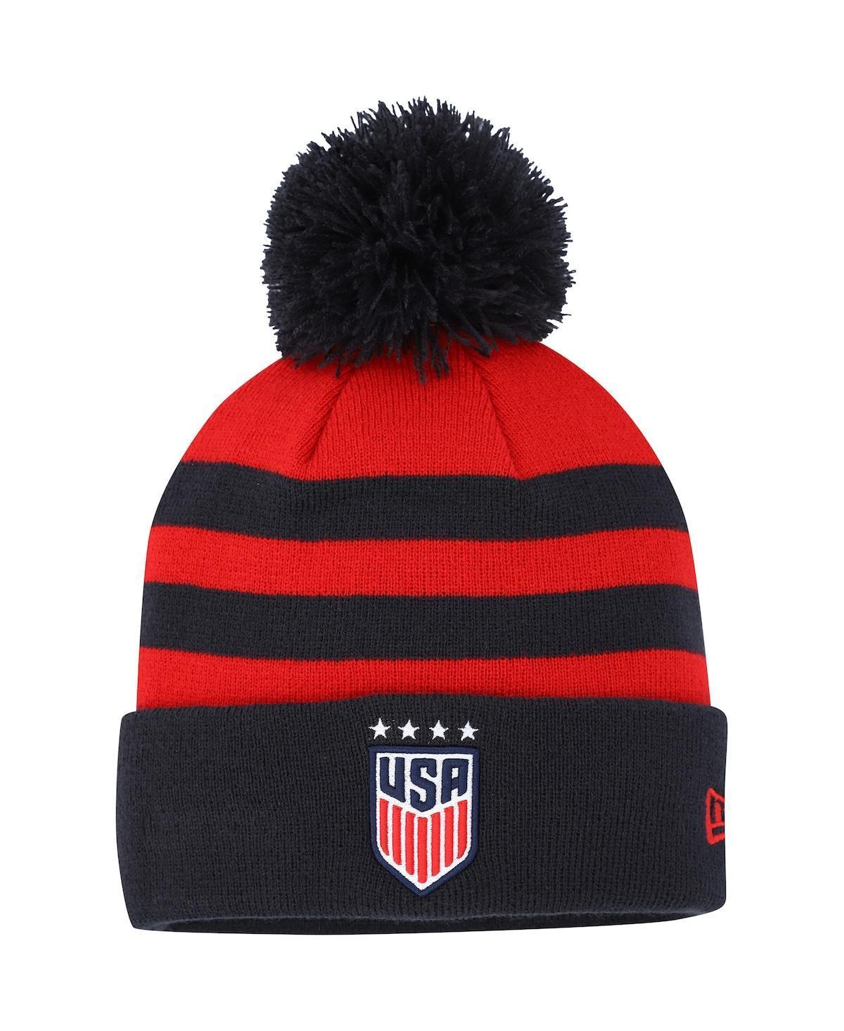 Mens New Era Red Uswnt Team Cuffed Knit Hat with Pom Product Image