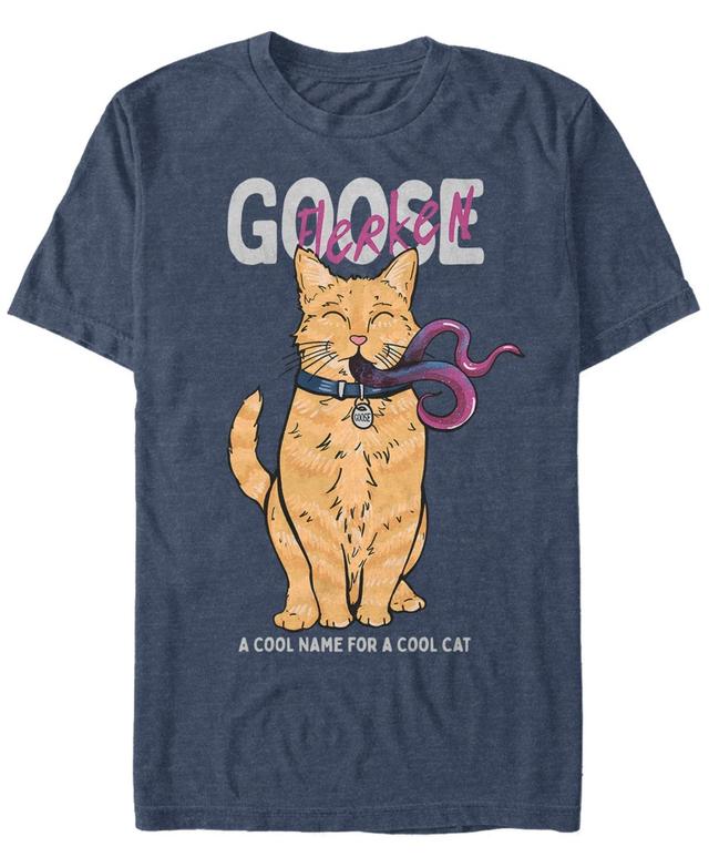 Mens Marvel Captain Marvel Goose Cool Name For A Cat Cartoon Style Graphic Tee Navy Grey Product Image