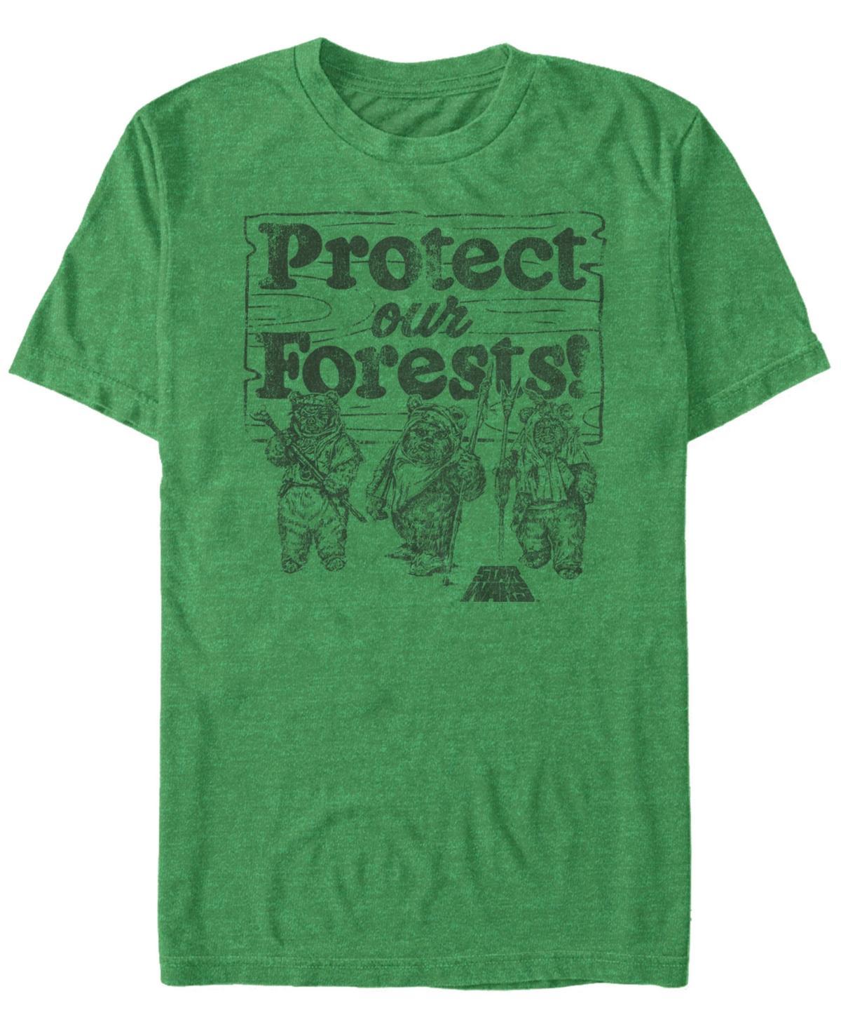 Mens Star Wars Ewoks Protect Our Forests Sign Graphic Tee Kelly Grey Product Image