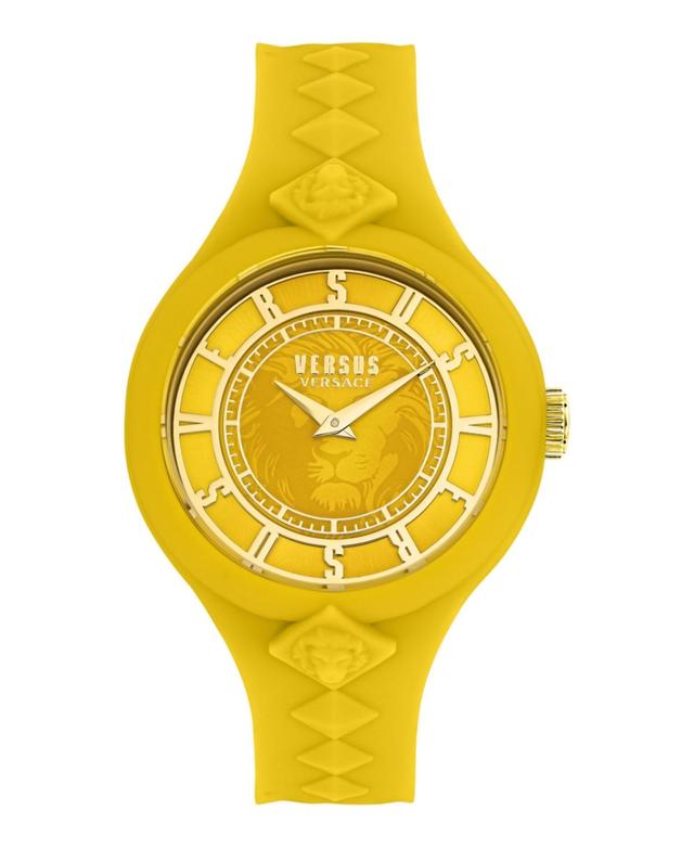 Versus Versace Womens 2 Hand Quartz Fire Island Yellow Silicone Watch, 39mm - Yellow Product Image