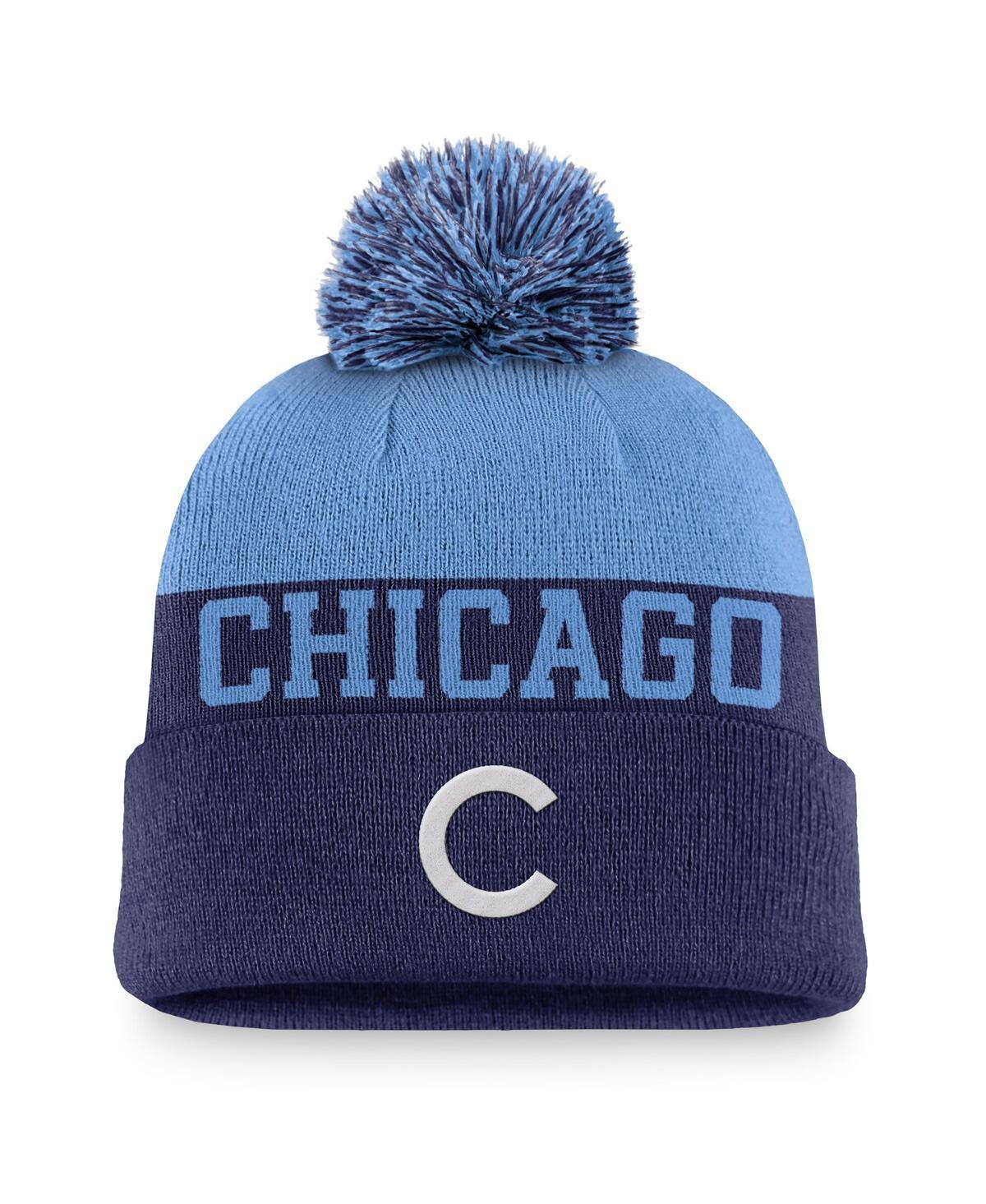 Mens Nike Royal Chicago Cubs Rewind Peak Cuffed Knit Hat with Pom Product Image