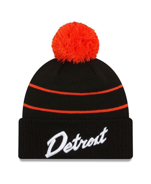 Mens New Era Black Detroit Pistons 2023/24 City Edition Cuffed Pom Knit Hat Product Image