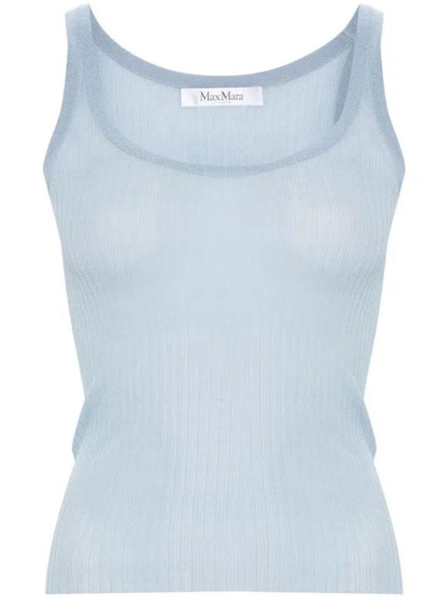 MAX MARA Silk Tank Top In Blue Product Image