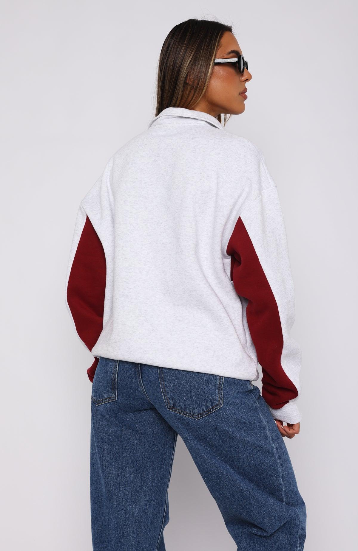 Jokes On You Zip Front Sweater Grey Marle Product Image