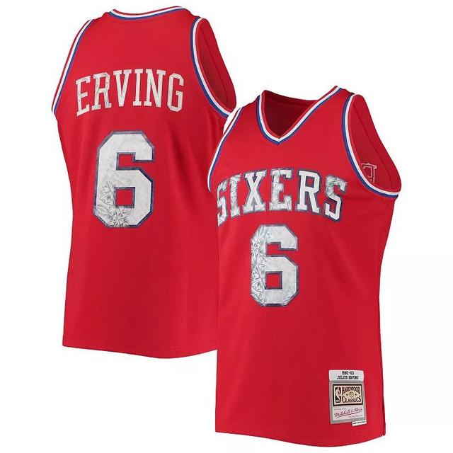 Mens Mitchell & Ness Julius Erving Red Philadelphia 76ers 1996-97 Hardwood Classics NBA 75th Anniversary Diamond Swingman Jersey Product Image