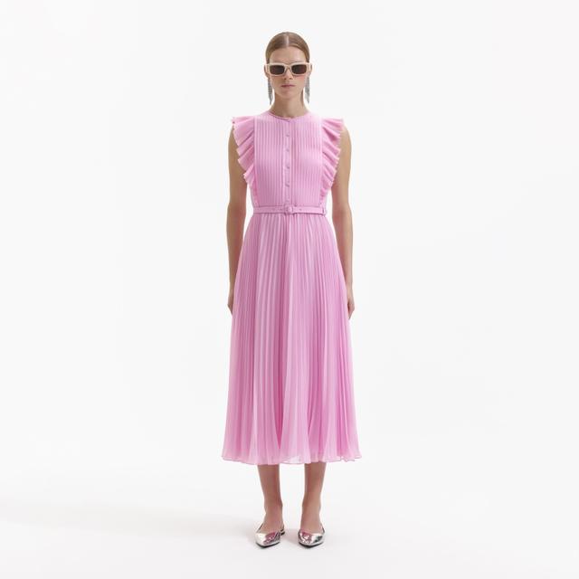 Pink Chiffon Tunic Midi Dress Product Image