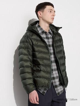 Mens Ultra Light Down Parka 3D Cut with Anti-Static Olive Large UNIQLO US Product Image