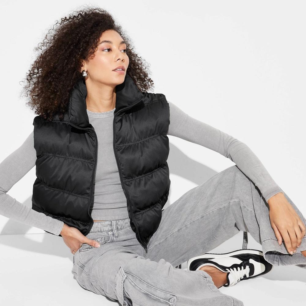 Womens Puffer Vest - Wild Fable Hematite XL Product Image