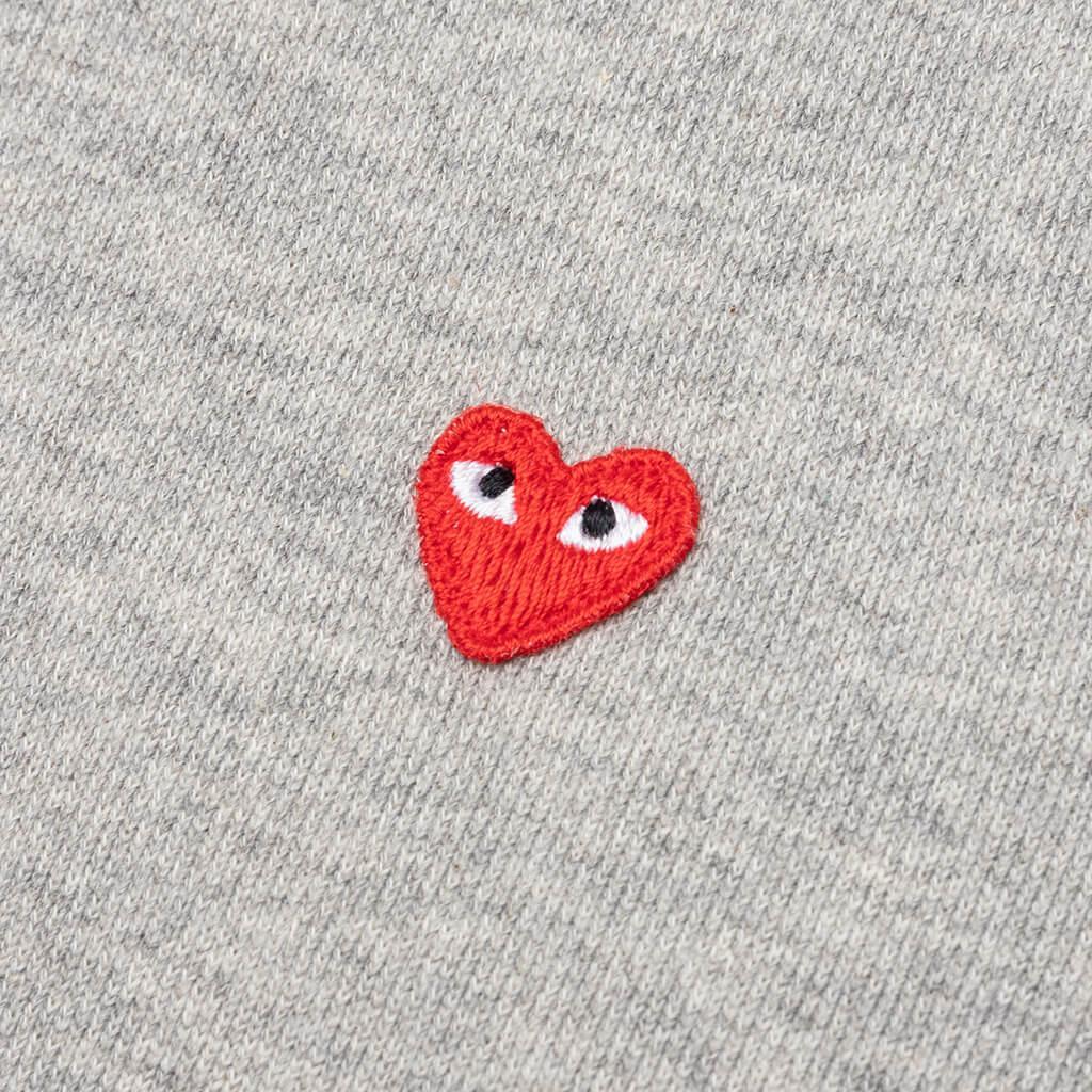 Women's Small Red Heart Hoodie - Grey Female Product Image