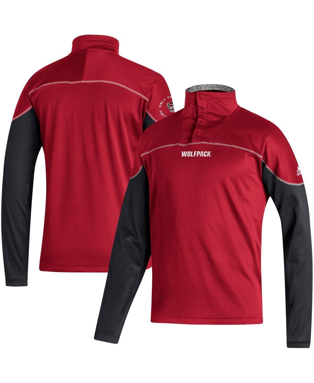 Mens adidas Red NC State Wolfpack AEROREADY Knit Quarter-Snap Jacket Product Image