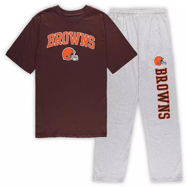 Mens Concepts Sport /Heather Gray Cleveland s Big & Tall T-Shirt & Pants Sleep Set Product Image