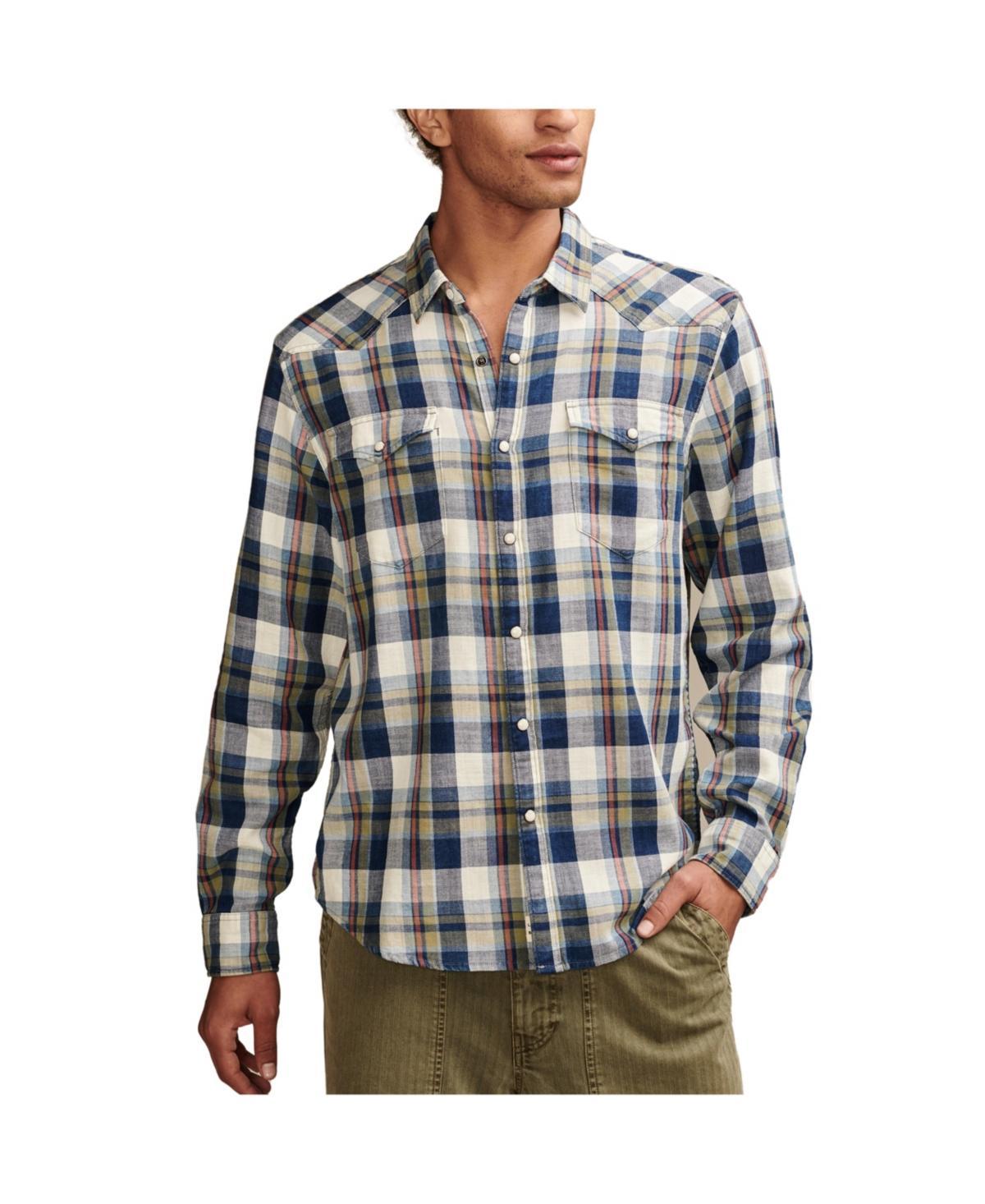 Lucky Brand Plaid Indigo Western Shirt - Mens Clothing Outerwear Shirt Jackets Product Image