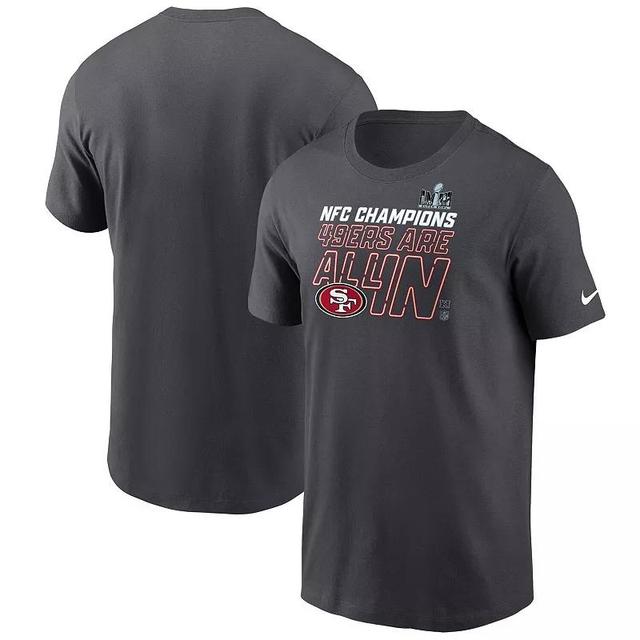 Mens Nike Anthracite San Francisco 49ers 2023 NFC Champions Locker Room Trophy Collection Tall T-Shirt Product Image