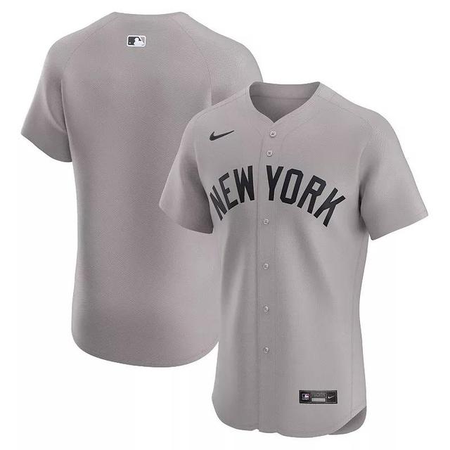 Nike Mens Gray New York Yankees Road Elite Jersey - Gray Product Image