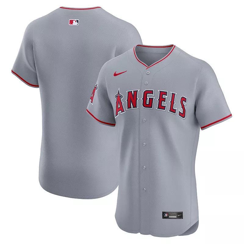 Mens Nike Gray Los Angeles Angels Road Vapor Premier Elite Patch Jersey Product Image