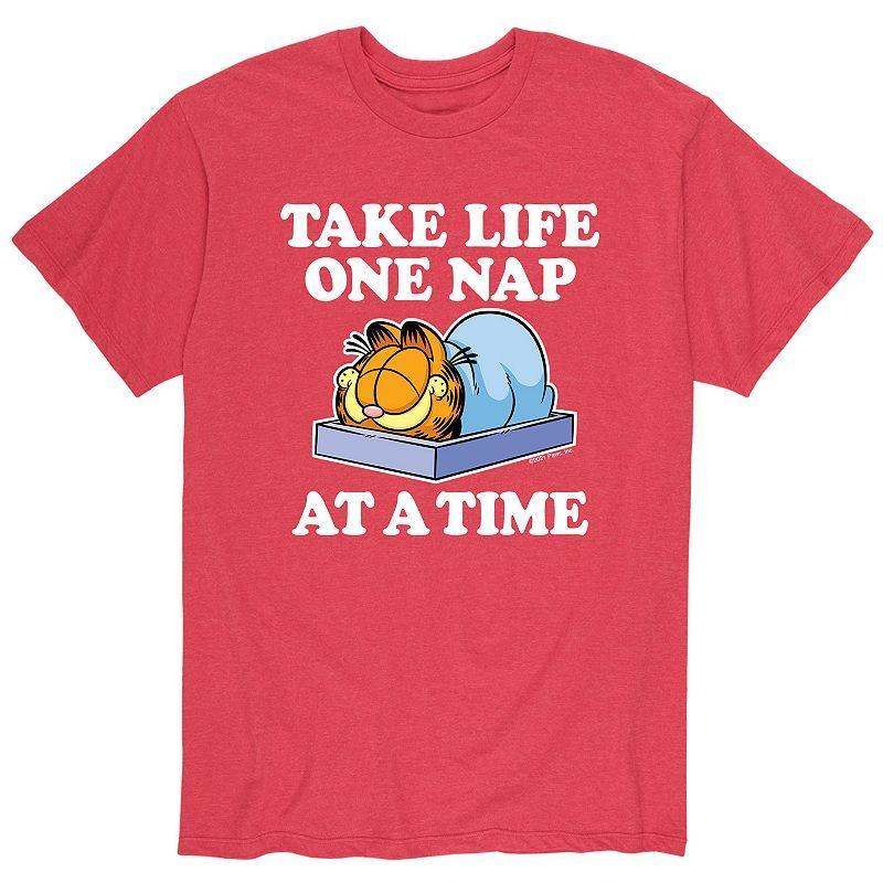 Mens Garfield One Nap At A Time Tee Grey Red Product Image