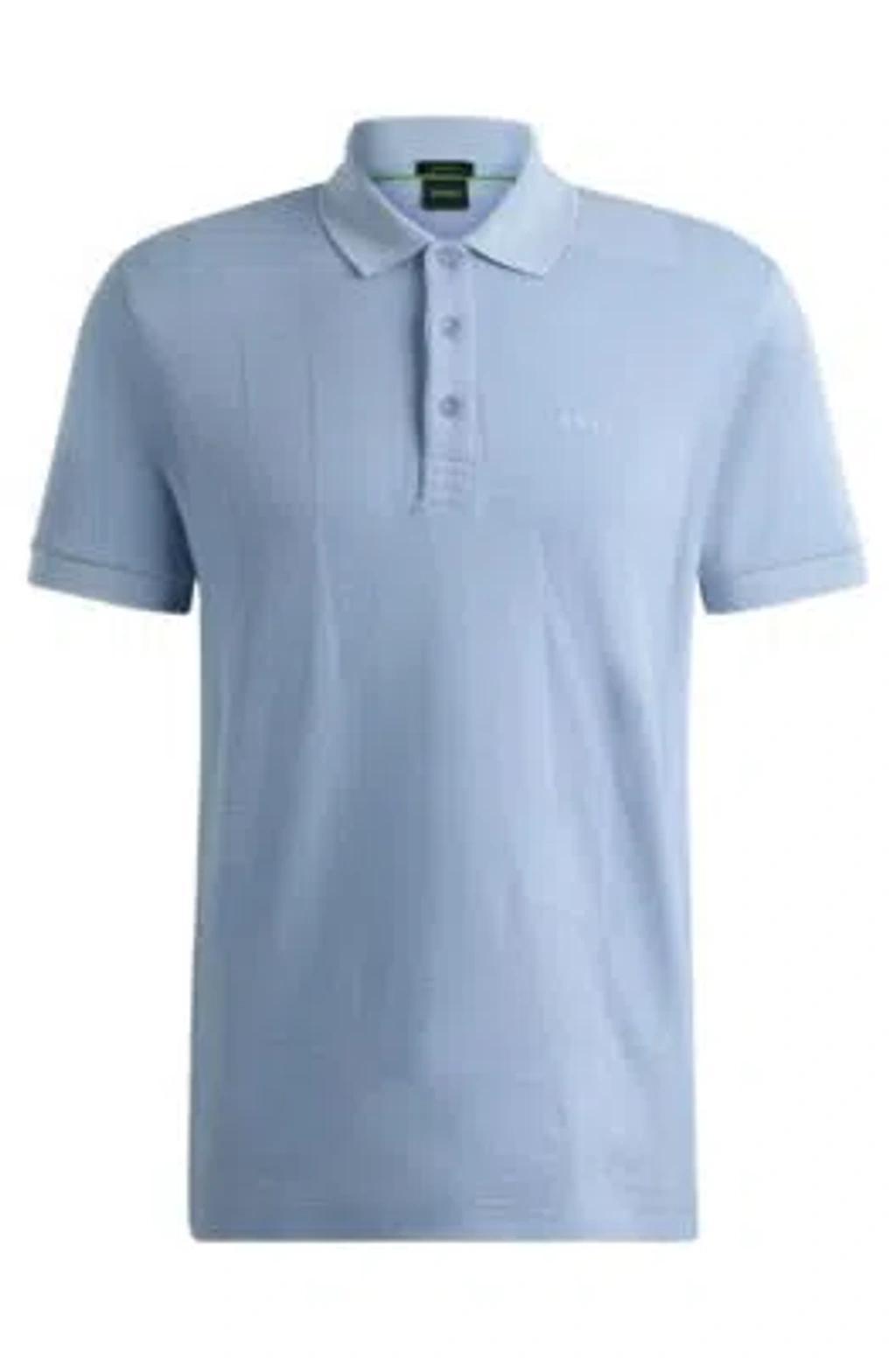 HUGO BOSS Relaxed-fit Polo Shirt In Cotton Jacquard With Logo In Light Blue Product Image