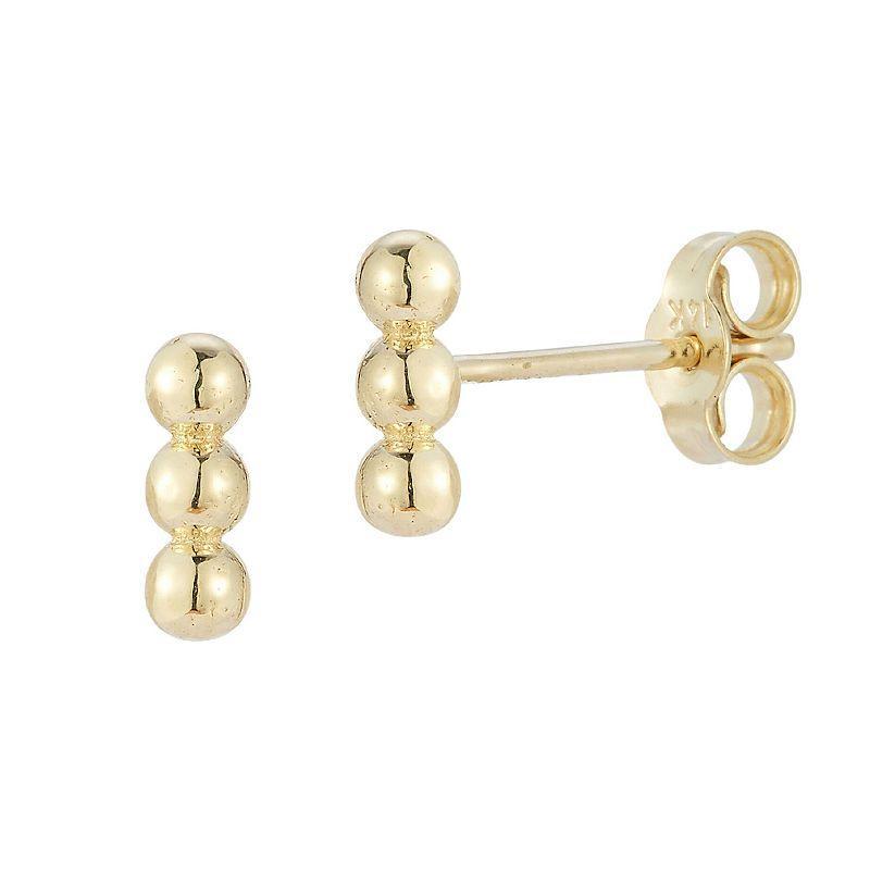 LUMINOR GOLD 14k Gold Beaded Stud Earrings, Womens Product Image