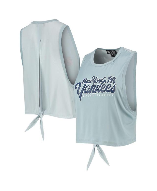 Womens The Wild Collective Light Blue New York Yankees Open Back Twist-Tie Tank Top Product Image