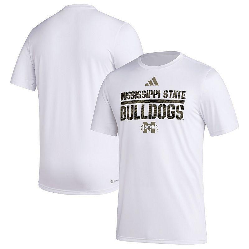 Mens adidas White Mississippi State Bulldogs Military Appreciation Pregame AEROREADY T-Shirt Product Image