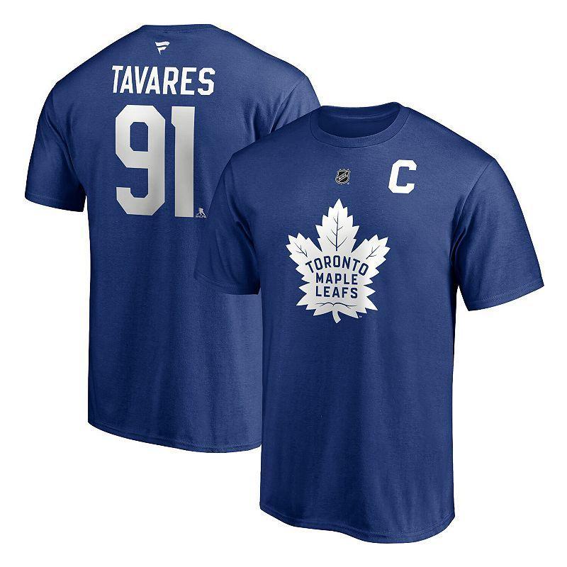 Mens Fanatics Branded John Tavares Blue Toronto Maple Leafs Authentic Stack Name & Number Captain T-Shirt Product Image