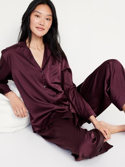 Satin Pajama Pant Set Product Image