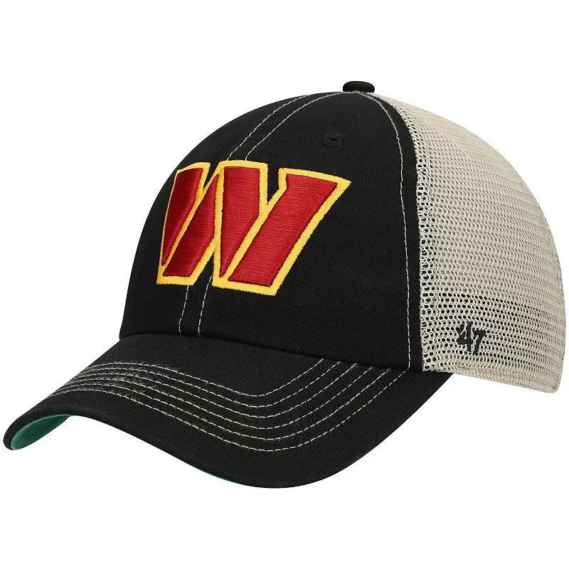 Mens 47 Black/Natural Washington Commanders Trawler Clean Up Trucker Snapback Hat Product Image