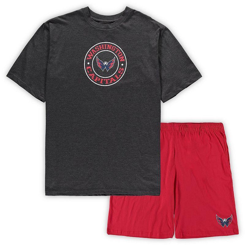 Mens Concepts Sport /Heathered Charcoal Washington Capitals Big & Tall T-Shirt & Shorts Sleep Set Product Image