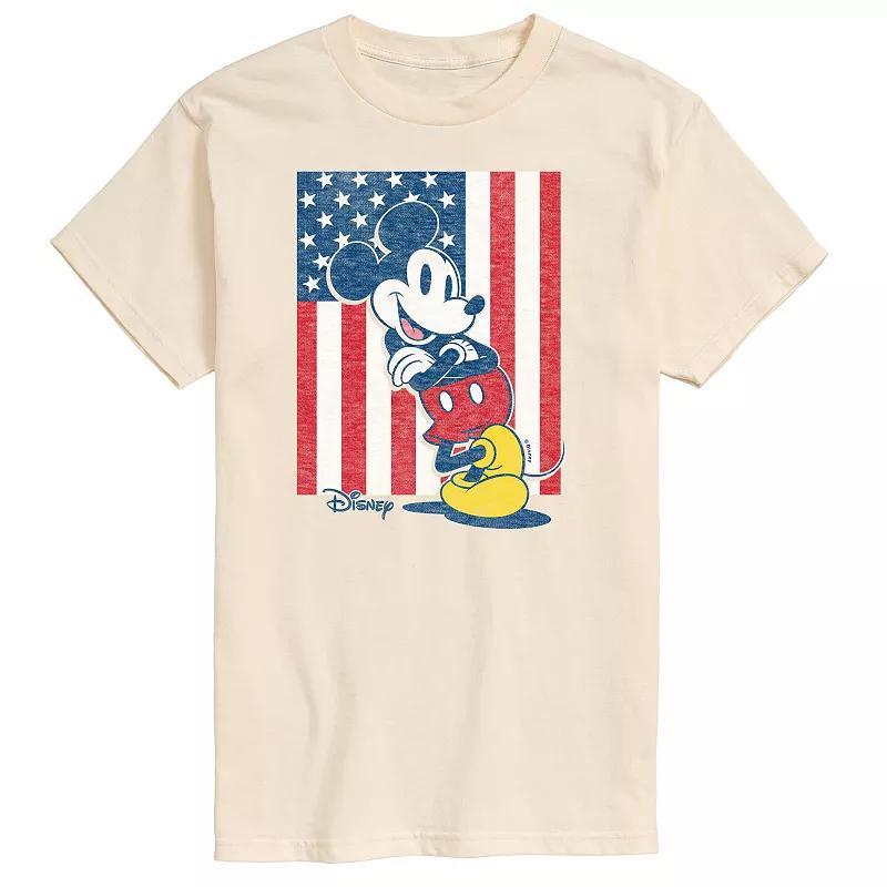 Disneys Mickey Mouse Big & Tall American Flag Graphic Tee, Mens Med Grey Product Image