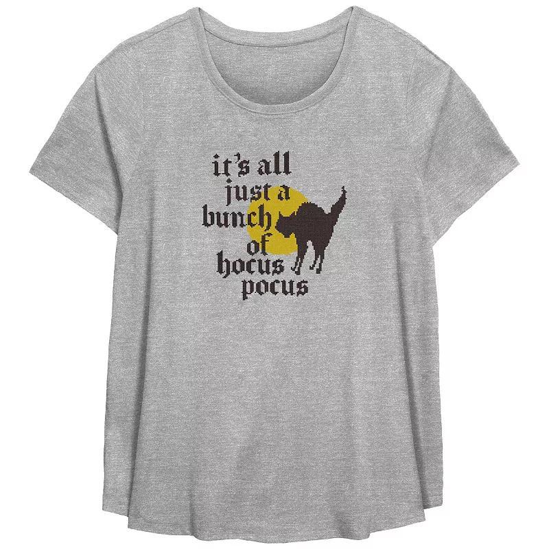 Disneys Hocus Pocus Thackery Binx Its All Just A Bunch Of Hocus Pocus Plus Size Flowy Graphic Tee, Womens Grey Gray Product Image