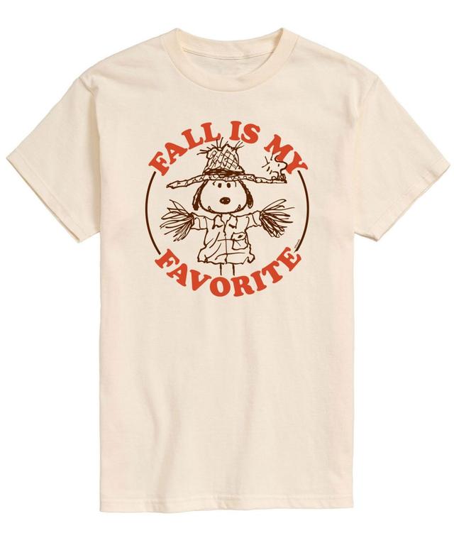 Airwaves Mens Short Sleeve Peanuts Fall is My Favorite T-shirt - Beige Product Image