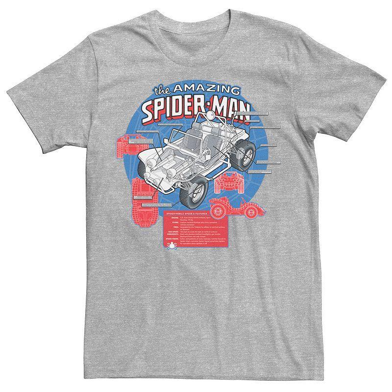 Mens Marvel The Amazing Spider-Man Vehicle Schematics Graphic Tee Athletic Grey Product Image